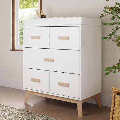 Babyletto Scoot 3 Drawer Changer Dresser White - Washed Natural