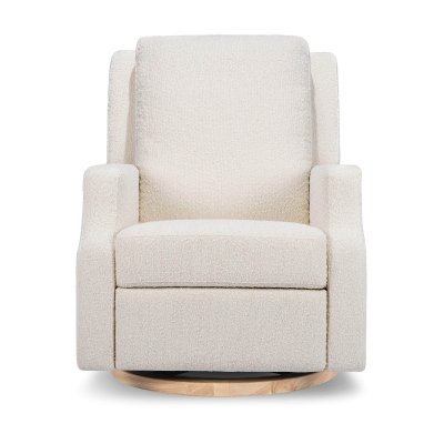 Namesake Crewe Recliner and Swivel Glider Ivory Boucle with Light Wood base