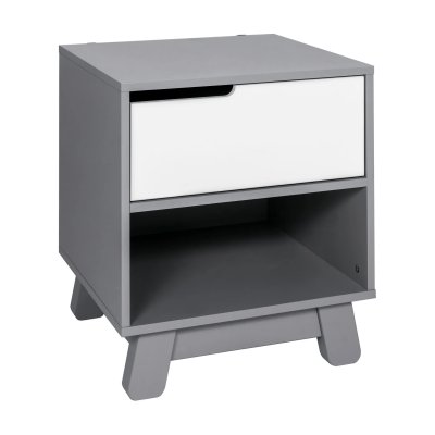 Babyletto Hudson Nightstand With USB Port Grey White