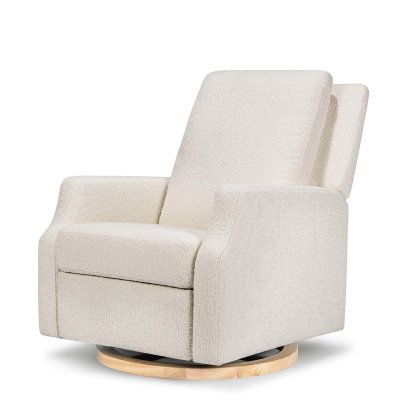 Namesake Crewe Recliner and Swivel Glider Ivory Boucle with Light Wood base